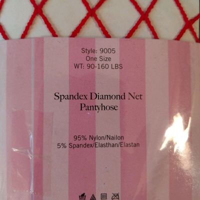 Leg Avenue -9005(Red) Spandex Diamond Net Pantyhose(HALLOWEEN COSTUME Spec.) New