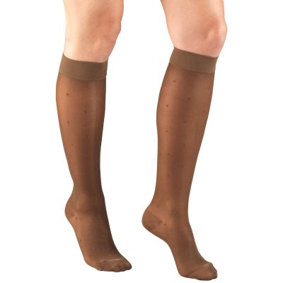 Truform Women's Stockings Knee High Sheer Dot Pattern: 15-20 mmHg L ESPRESSO