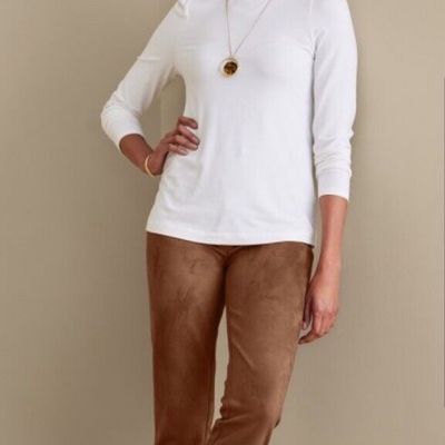 NEW Soft Surroundings Size 2X Faux Suede Pull On Leggings Saddle Brown Stretch