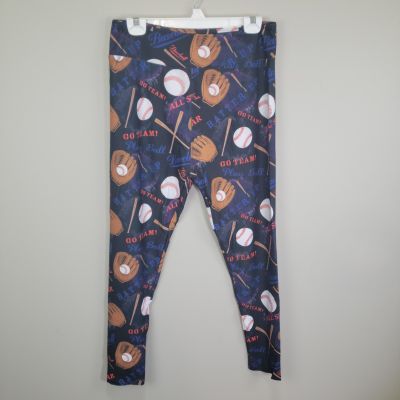 Dren Designs Baseball Theme Polyester Spandex Ankle Leggings Plus Size One Size