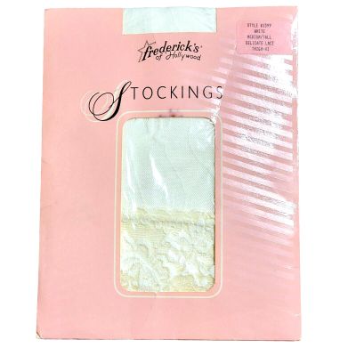 Fredericks Of Hollywood 1599 White Medium/Tall Delicate Lace Thigh Hi Stockings