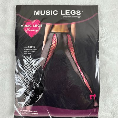 Music Legs Women's Size S/M Tights Bundle Fishnets And Lace Sheer Black 3 Packs