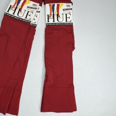 HUE Womens Deep Red Knee Highs One Size Simply Skinny 3 Pairs New