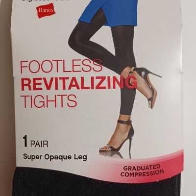 1 Pair Hanes Style Essentials Footless Tights Super Opaque Black M/L