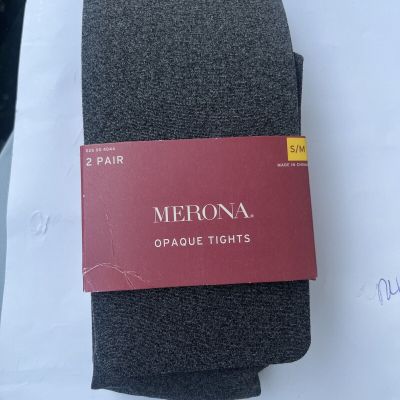 Merona Lot of 2 Opaque Tights S M heather gray
