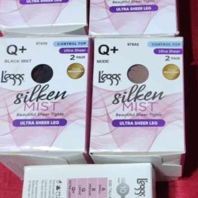 Leggs Silken Mist Control Top Ultra Sheer Leg Nude Size Q+, Pack of 10, NIB
