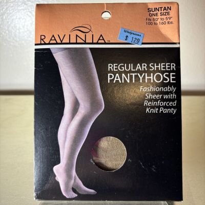 Ravinia Queen Plus Pantyhose Suntan Reinforced Knit Panty 1 Pair