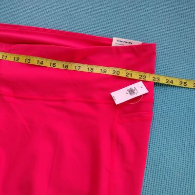 Old Navy Powersoft Womens High Rise 7/8 Ankle Leggings Bright Coral-Pink Size 4X