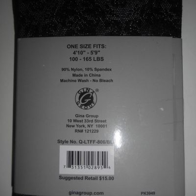 Leg Impressions Women's Patterned Tights Black One-Size NWT