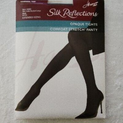 Hanes Silk Reflections Black Petite Medium/Large Style 0A923 NEW