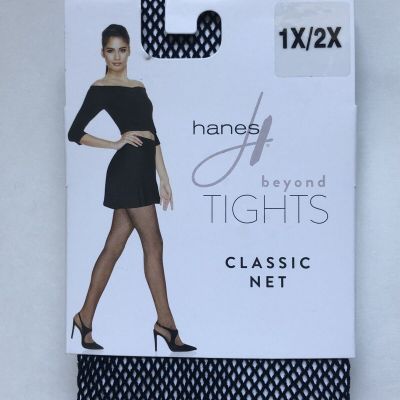 Hanes Plus Size 1X/2X Black Fishnet Stockings