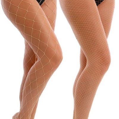 VEBZIN 2 Style Mesh Fishnet Stockings Tights High Waist Pantyhose Thigh High Fis