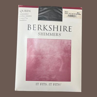 Berkshire Queen/Petite Shimmers Control Top Pantyhose Black #4412 NWT