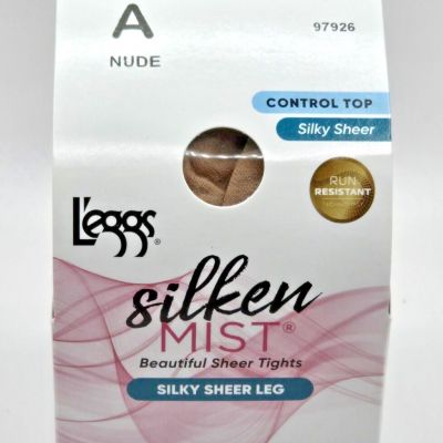 L'eggs 97926 A Nude Silken Mist Silky Sheer Tights Control Top Run Resistant NIB