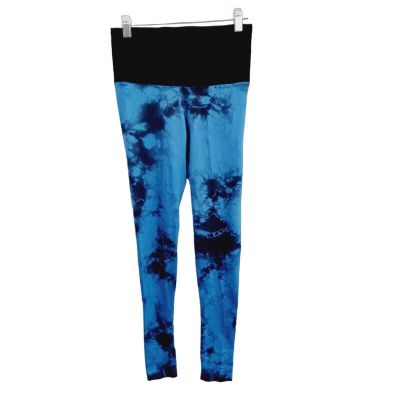 SoulCycle By Nux Womens M Leggings Blue Black Tie Dye Workout Activewear Gym