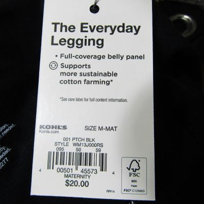 NWT Sonoma Everday Legging Maternity Cotton/Polyester Black Pants Women's Size M