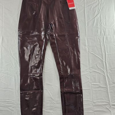 Spanx Leggings Women's Sz Large Ruby Red Faux Leather NEW WITH TAGS L