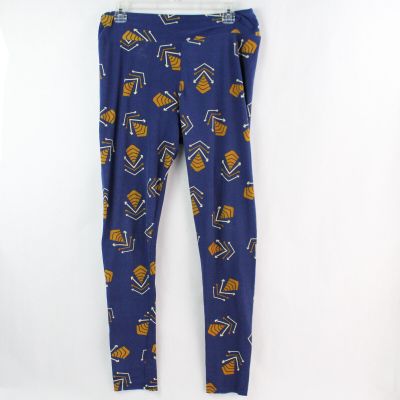 LuLaRoe Blue Patterned Fuzzy Fleece Leggings Tall and Curvy Sizes 12-22