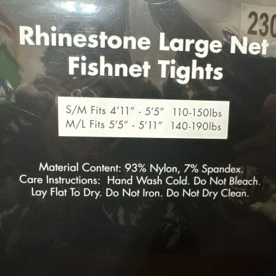 Rhinestone Large Net Fishnet Tights, Size S/M