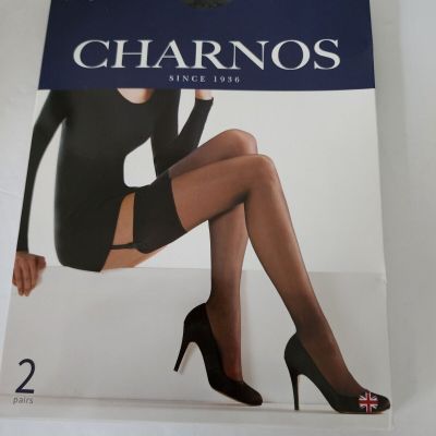 Charnos Stockings 15 Denier 24/7 all day all night 2 pair pack Black Large