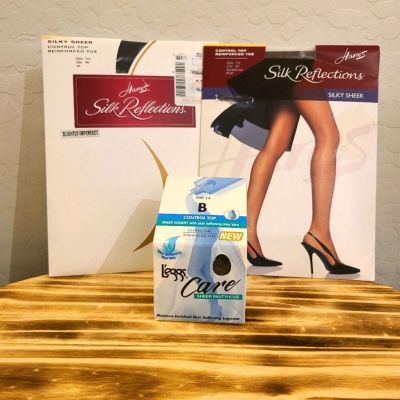 Hanes Silk Reflections Leggs Care Womens Lot 3 pairs of Tights Stockings