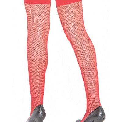 Fishnet Thigh Highs Women One Size OS 3-Pack Black Red White Plain Top Stockings