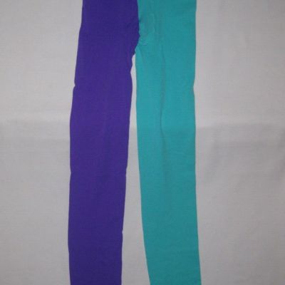 Retro 80s aesthetic colorblock semi-sheer tights purple & mint nip kawaii
