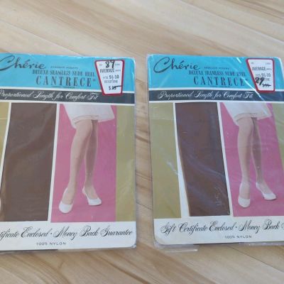 2 Cherie Deluxe Seamless Cantrece Beige Tone Average Size New Old Stock Vtg.