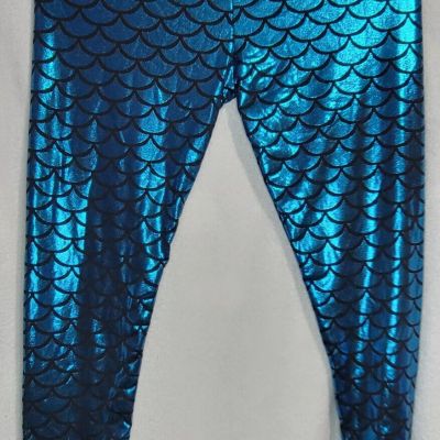 Halloween Everyday Shiny Fish Scale Mermaid Leggings for Women Pant Size L