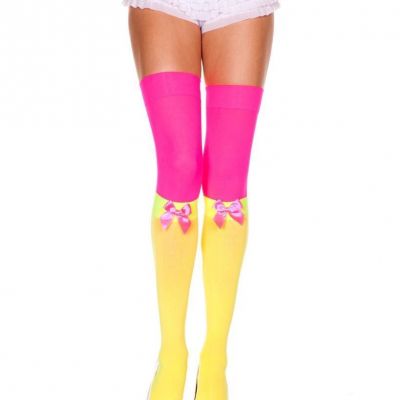 sexy MUSIC LEGS satin BOWS layered TWO-TONE knee HIGHS thigh HI stockings NYLONS