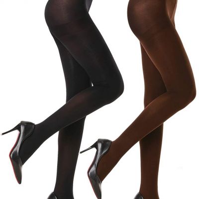 G&Y 2 Pairs Semi Opaque Tights for Women - 40D Microfiber Control Top Pantyhose