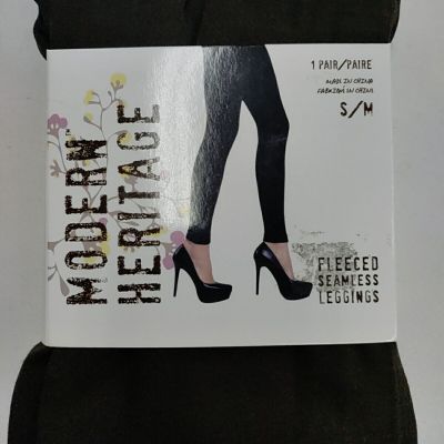 Women's Fleece Footless Tights, New, Brown, Size S/M, Modern Heritage