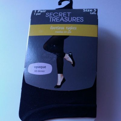 Secret Treasures Footless Tights Opaque 1 Pair Black Size 5 (LOC TUB Sock)