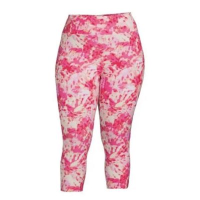 TERRA & SKY Capri Leggings Size 0X 14W High Rise Pink Tie Dye Womens New