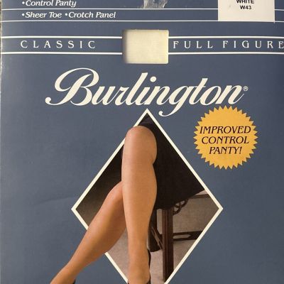 VTG Burlington Classic Full Figure WHITE W43 Control Top Pantyhose Size Queen 2