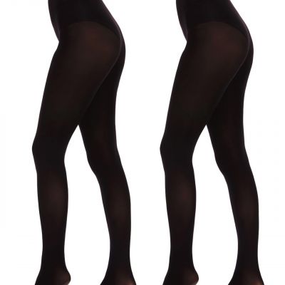2 Pairs Women's Black Tights 60D, Solid Color Soft Opaque Microfiber Tights?B...