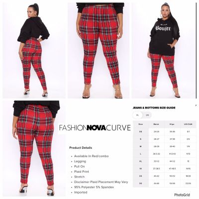 Fashion Nova 1X plus size plaid it forward leggings NWT