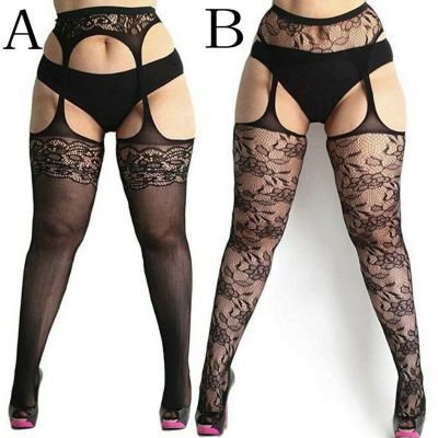 Womens Stocking Plus Size Sexy Lace Size Fishnet Suspender Pantyhose Tights