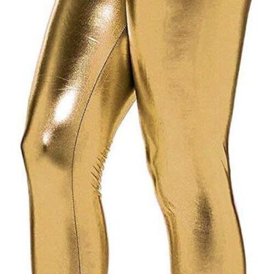 Loxdonz Women Wet Look Shiny Metallic Leggings Liquid Waist Stretch Pants