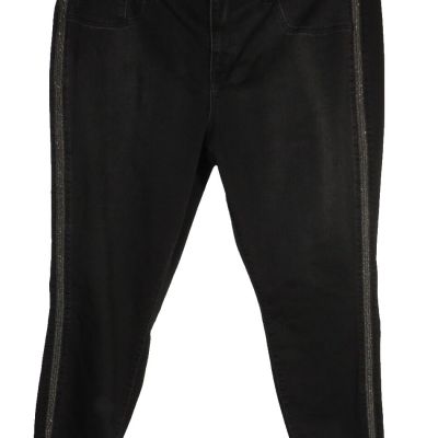 Ava + Viv Women's Jeans Black High Rise Beaded Side Jegging Pants Plus Size 22W