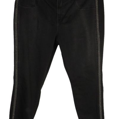 Ava + Viv Women's Jeans Black High Rise Beaded Side Jegging Pants Plus Size 22W