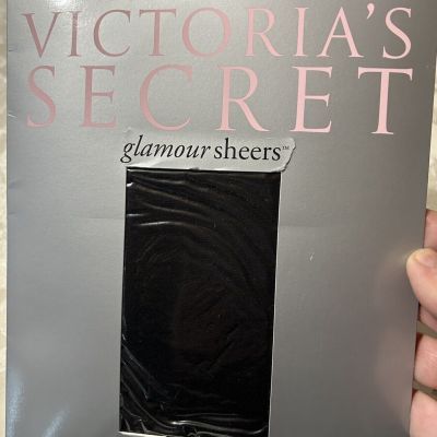 VICTORIA'S SECRET Glamour Sheers Point D'Esprit Black Size Small Sheer Stockings