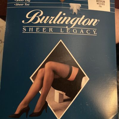 Vintage Thigh High Stockings Hosiery Burlington Sheer Legacy Wild Rice M