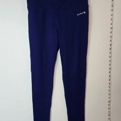 Baleaf Workout Leggings Womens Sz Large Cropped Royal Bleu High Rise Stretched