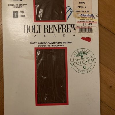 Vintage Holt Renfrew Taupe Size Small Sheer Hoseiry Tights Made In Canada