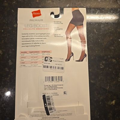 Hanes Premium Women's Perfect Leg Boost Cellulite Smoothing Tights Jet Black L