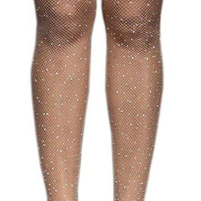 Women'S Glitter Rhinestone Stocking Sexy Fishnet Tight Elastic Pantyhose
