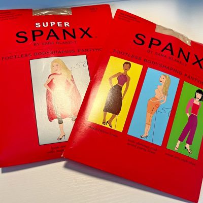NEW LOT OF 2 Spanx/Super Spanx Footless Bodyshaping Pantyhose -Nude Size E