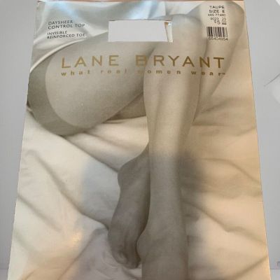 LANE BRYANT DAYSHEER CONTROL TOP REINFORCED TOE PANYHOSE – Size E, Taupe
