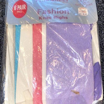 Fashion Knee Highs Fine Sheer (6 Pair) Vintage Made in USA Women's 8.5-11